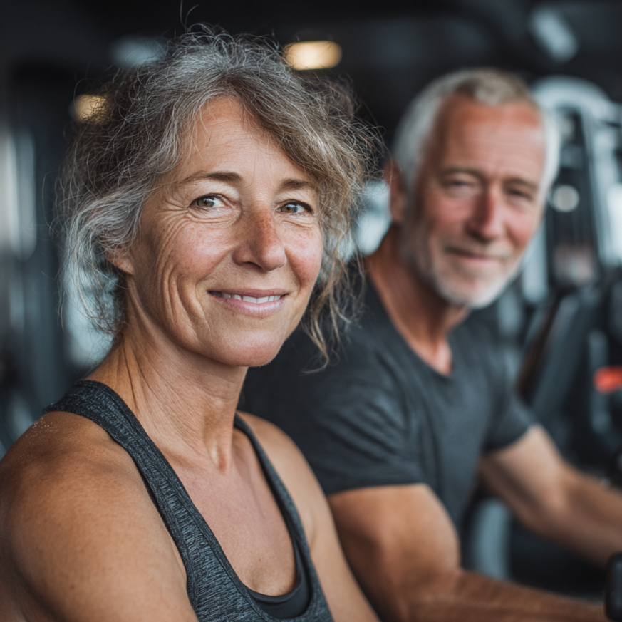 Активні люди старшого віку на тренуванні